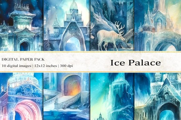 Ice Palace Digital Papers for Creative Projects
