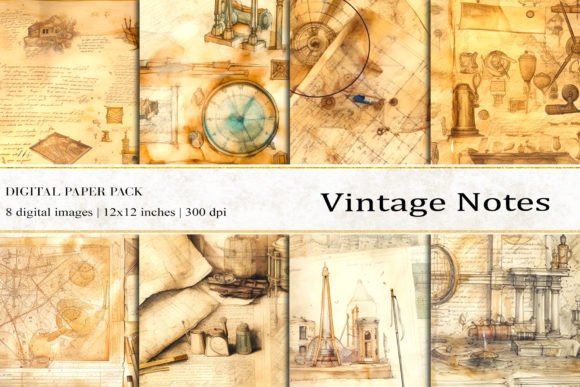 Vintage Notes Digital Papers for Creative Projects