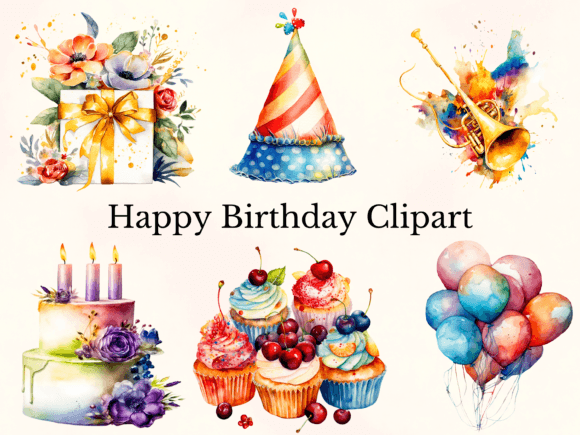 Watercolor Birtday Clipart: Elevating Personal and Professional Celebrations