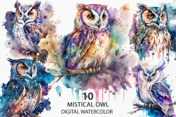 Watercolor Cute Mysterious Owl, Magic: A Creative Asset for Your Next Project